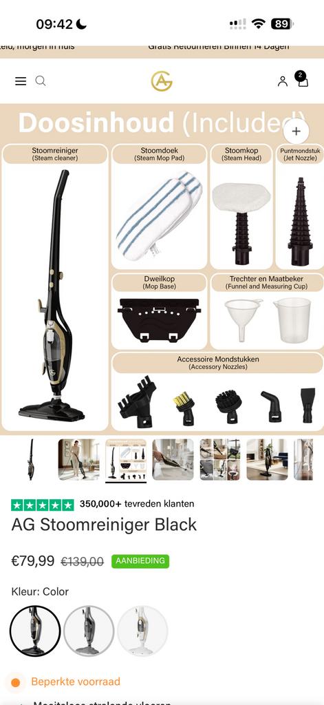 Stoomreiniger nieuw, Ophalen, Zo goed als nieuw