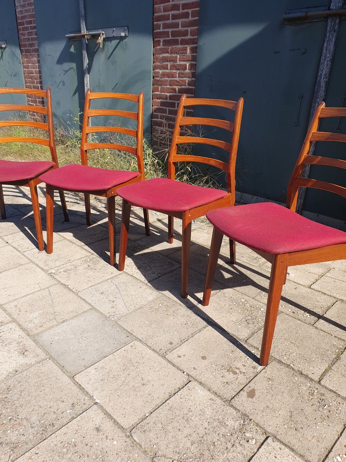 4 ladder stoelen Lubke., Ophalen, Gebruikt, Bruin, Sixties