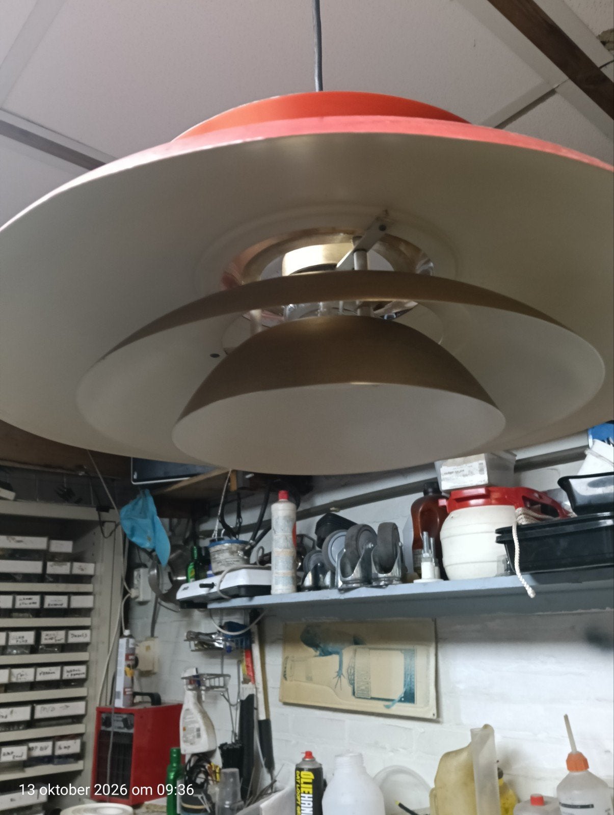 vintage hanglamp jaren 60, Ophalen, Gebruikt, Vintage, E27 (groot)