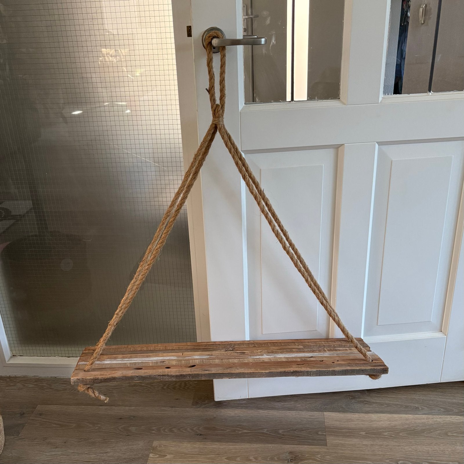 Houten wandplank met touw, rustieke stijl, Ophalen, Hout, Gebruikt, Landelijk