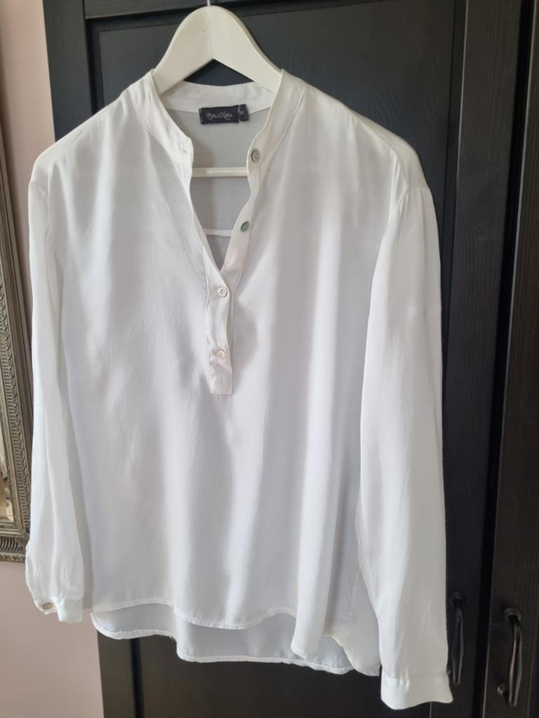 Witte blouse licht glanzend, Perla Nera, Ophalen of Verzenden, Wit