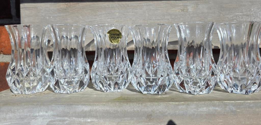 6 Cristal d'Arques longchamp  bloemen vaasjes, Ophalen of Verzenden