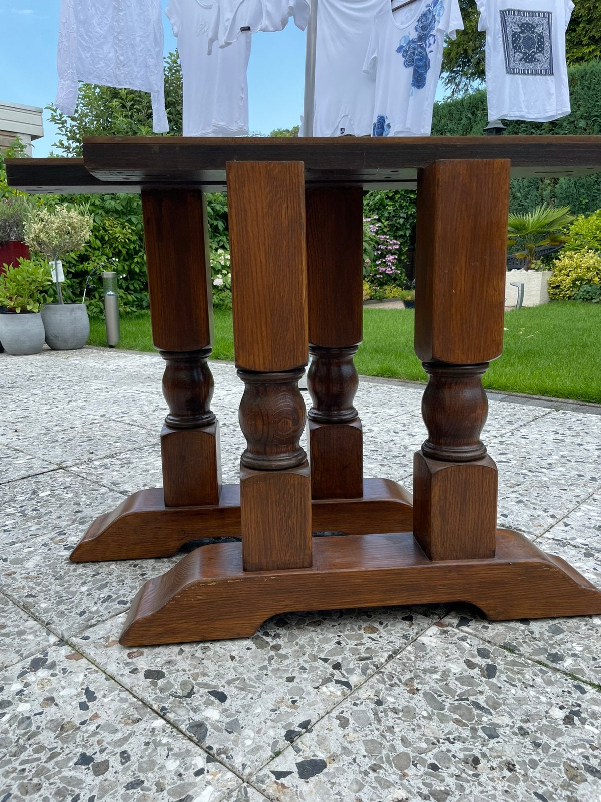 2 grote massieve tafel poten eiken, Ophalen, 200 cm of meer, 50 tot 100 cm, Zo goed als nieuw