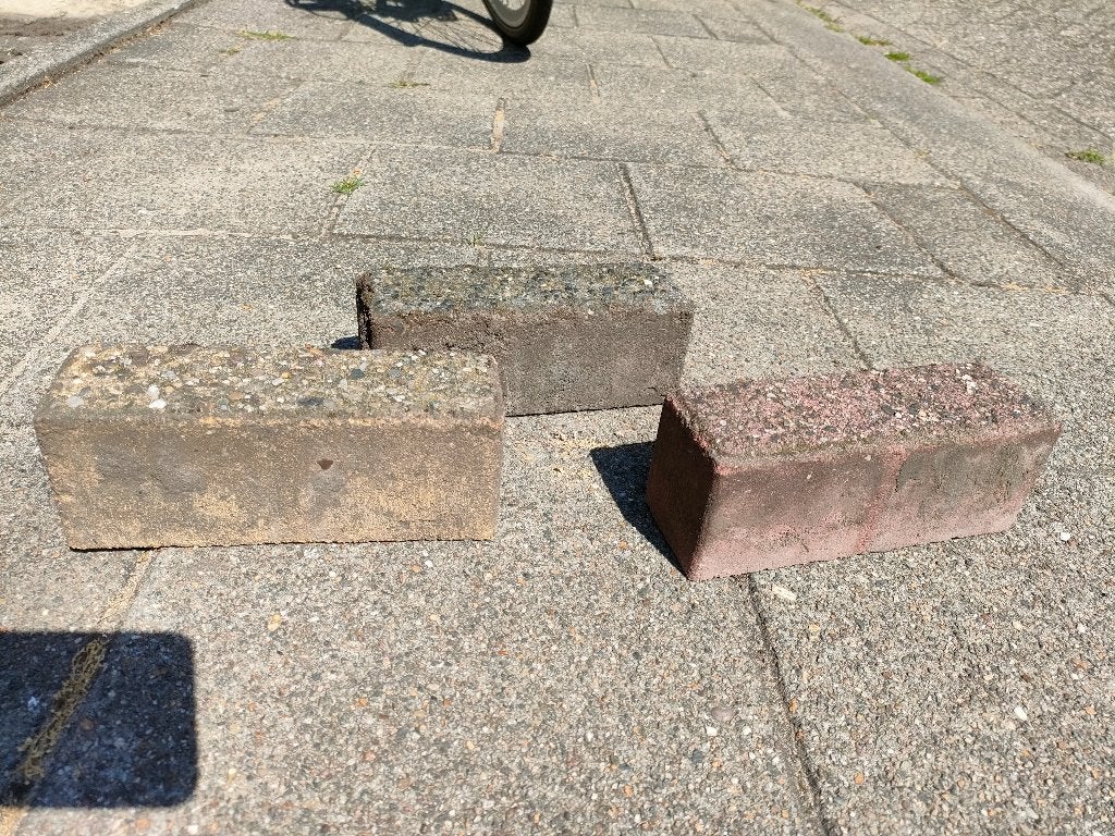 3 kleuren straatstenen / klinkers, Tuin en Terras, Tegels en Klinkers, Ophalen, Gebruikt, Klinkers, Minder dan 5 m²