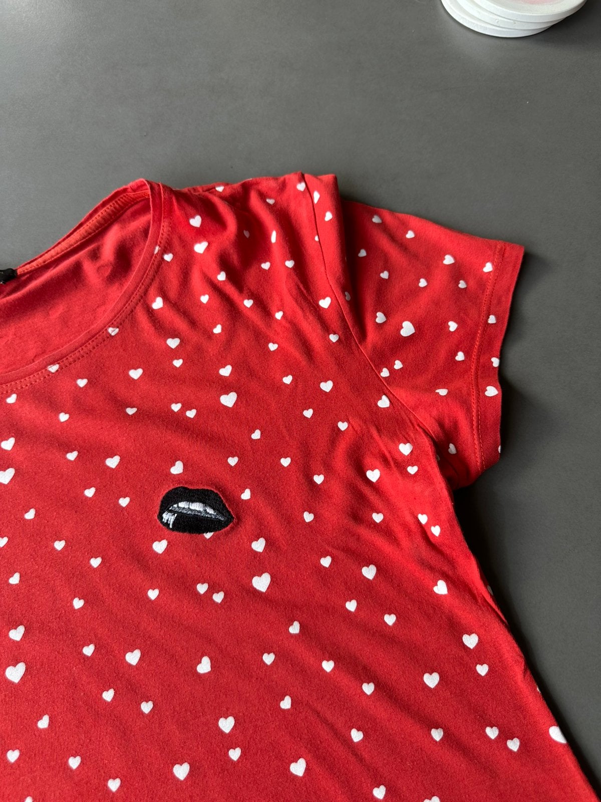 Rood met witte hartjes Colourful Rebel shirt, maat XL, Verzenden, Maat 46/48 (XL) of groter, Colourful Rebel, Korte mouw