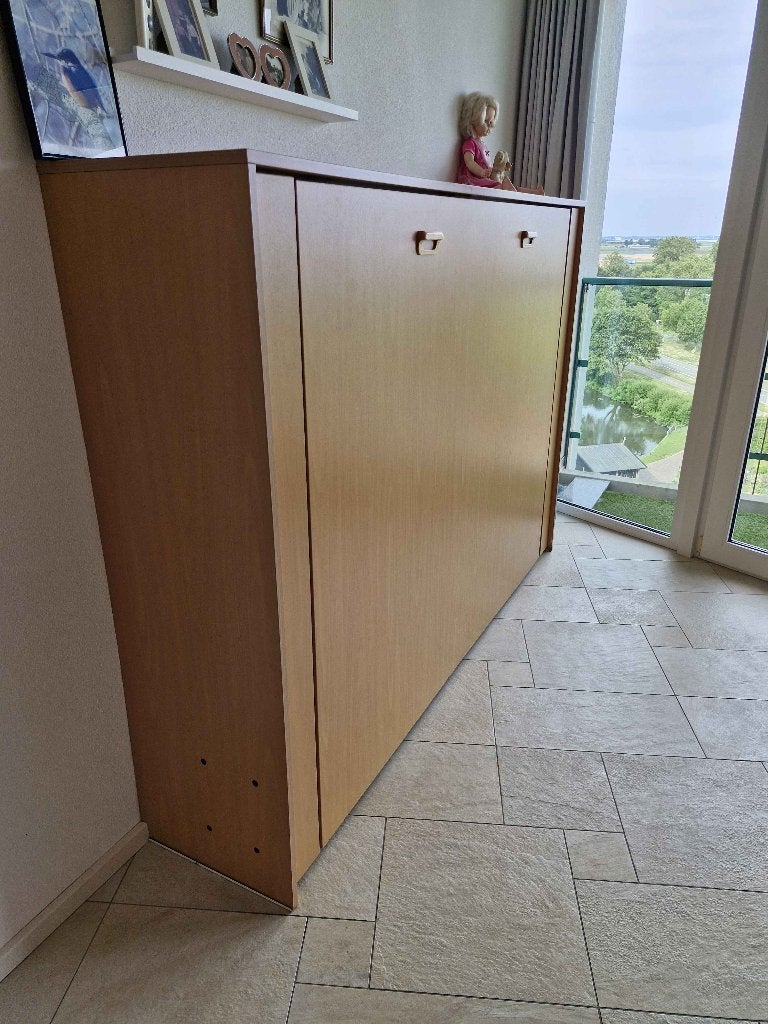 opklapbed / wandbed 2 persoons, Ophalen, Tweepersoons, Zo goed als nieuw, Overige maten