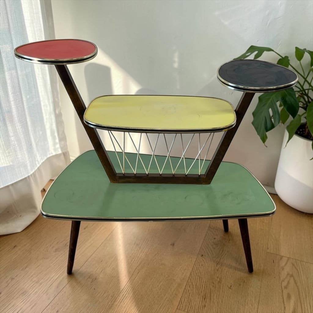 Vintage rockabilly plantentafel / bijzettafel in 4 kleuren, Ophalen
