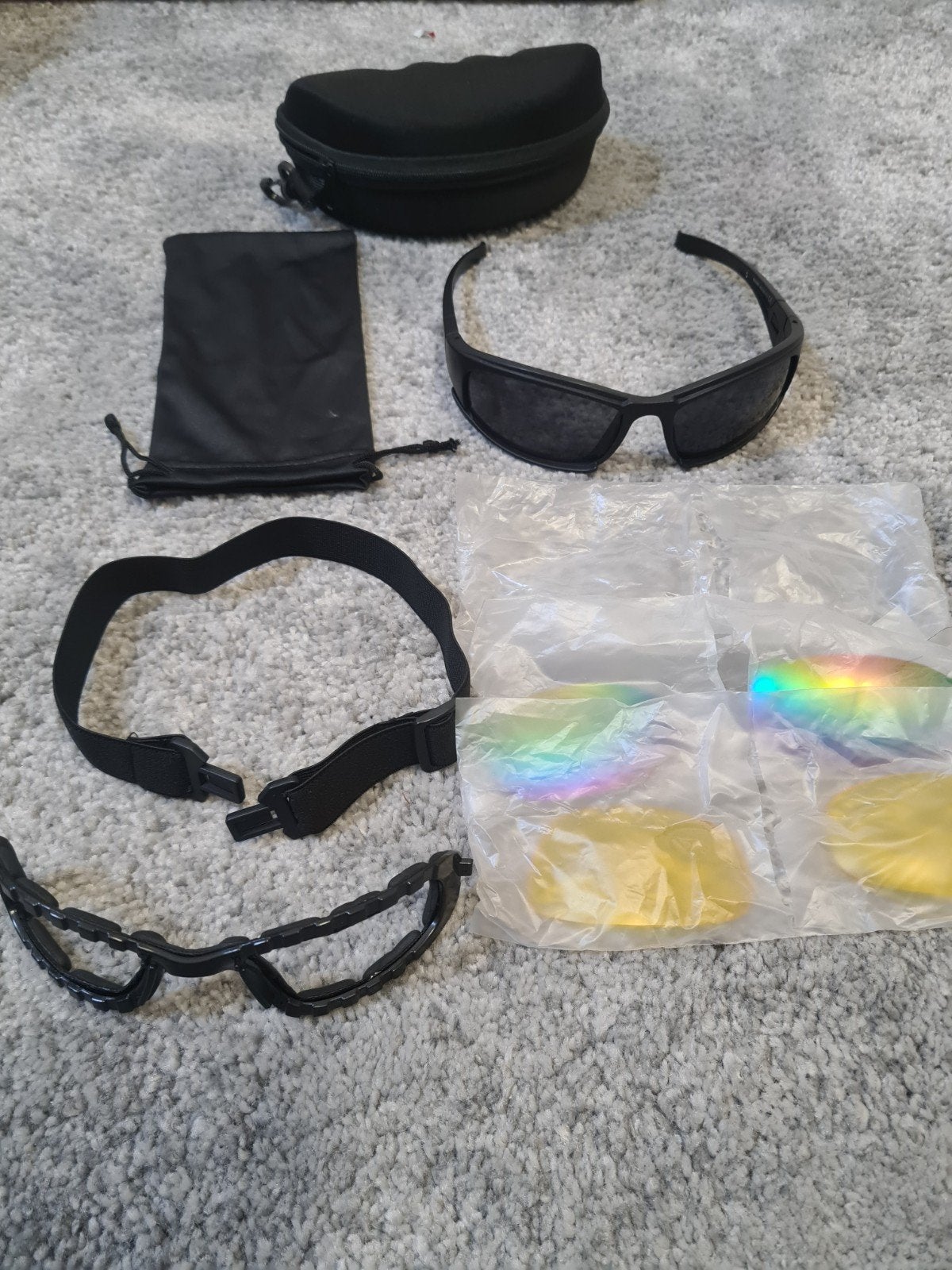 Sportbril met verwisselbare lenzen en hoofdband, Overige merken, Zwart, Ophalen of Verzenden, Zo goed als nieuw
