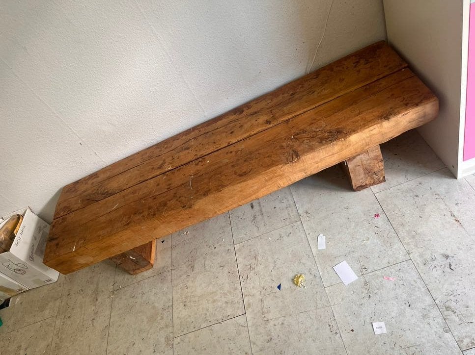 Prachtige massief eiken houten bank, Ophalen, Gebruikt, Minder dan 75 cm, 150 tot 200 cm