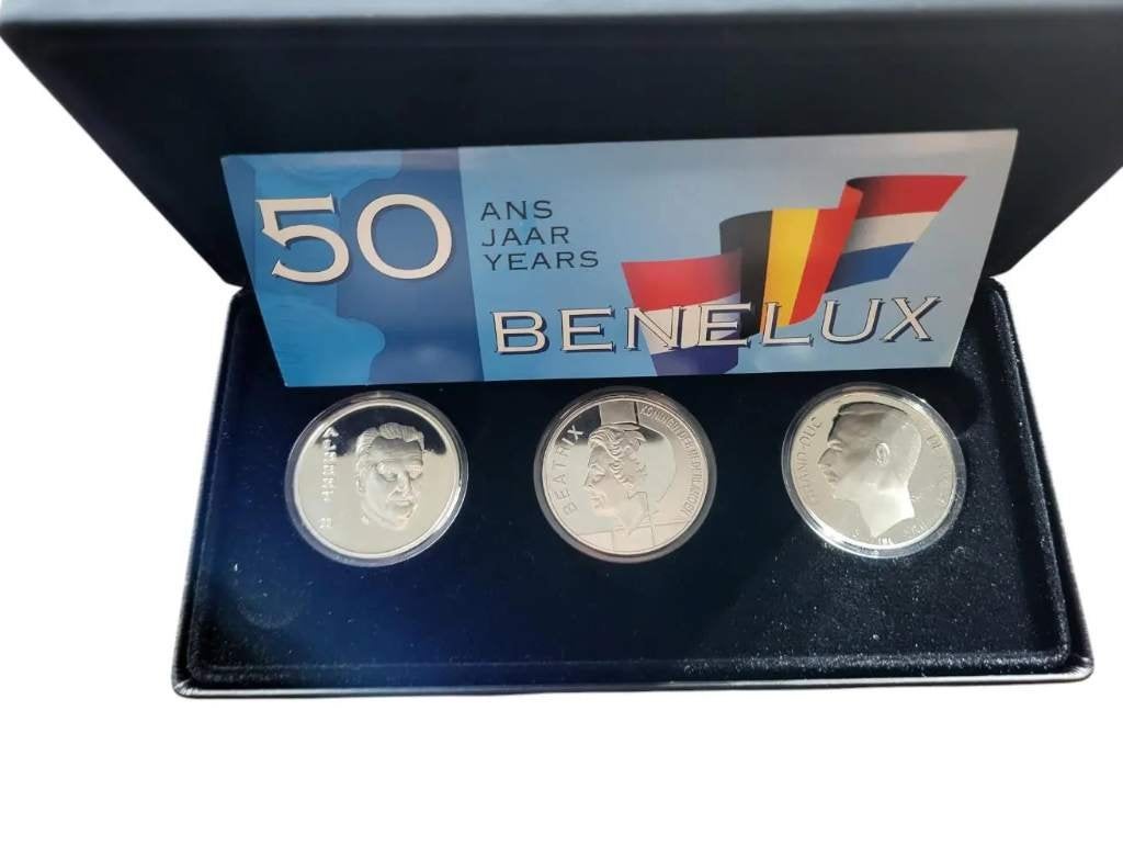 Benelux set 10 gulden en 250 Francs 1994 (3 stuks), Setje, Koningin Beatrix, Zilver, Overige waardes