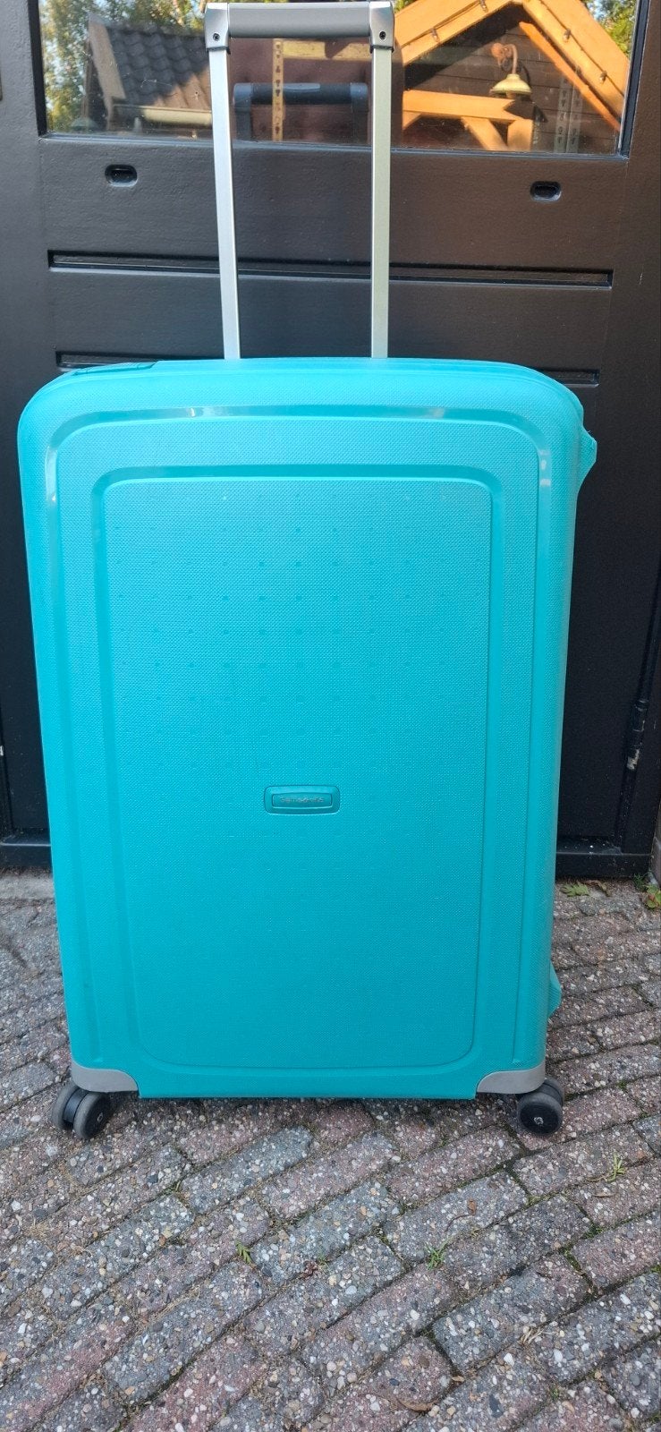 Samsonite S'Cure Spinner 75 in de kleur aqua blauw/Turquoise, Wieltjes, Gebruikt, Hard kunststof, 45 tot 55 cm