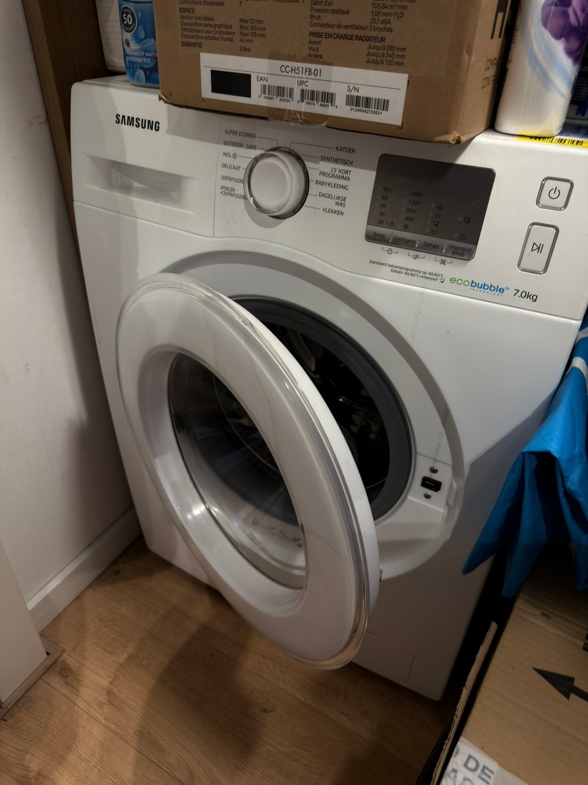 Samsung washing machine, Ophalen of Verzenden, Zo goed als nieuw, 1200 tot 1600 toeren, 85 tot 90 cm