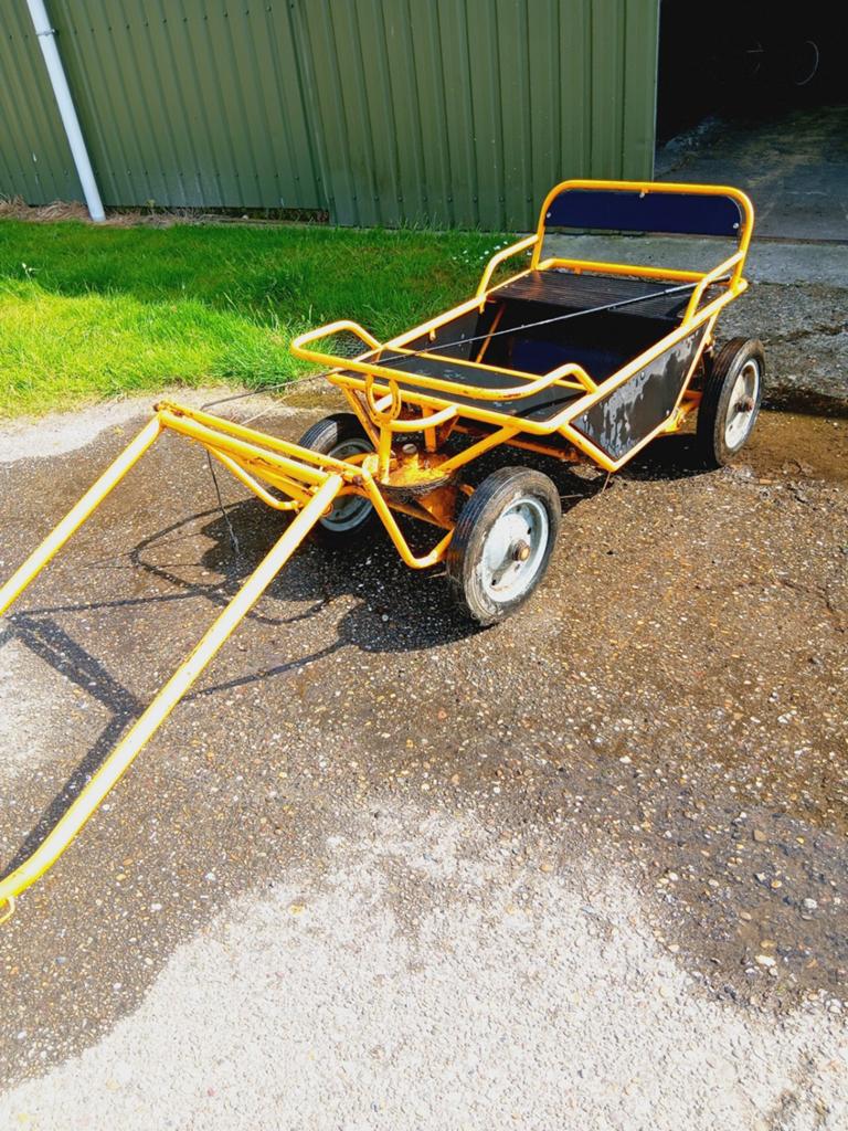 Mooie menwagen voor shetlander +leren tuig, Pony