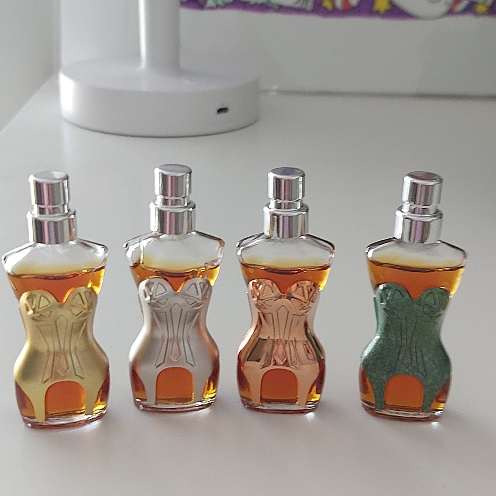 4 flesjes parfum Jean-Paul Gaultier, Ophalen of Verzenden, Zo goed als nieuw, Miniatuur, Gevuld