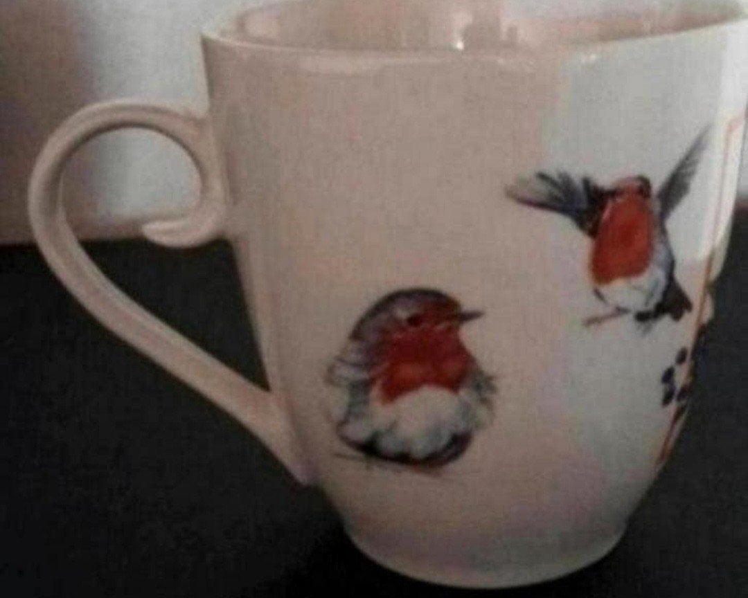 Beker met Roodborstjes, Ophalen of Verzenden, Zo goed als nieuw, Overige stijlen, Kop(pen) en/of Schotel(s)