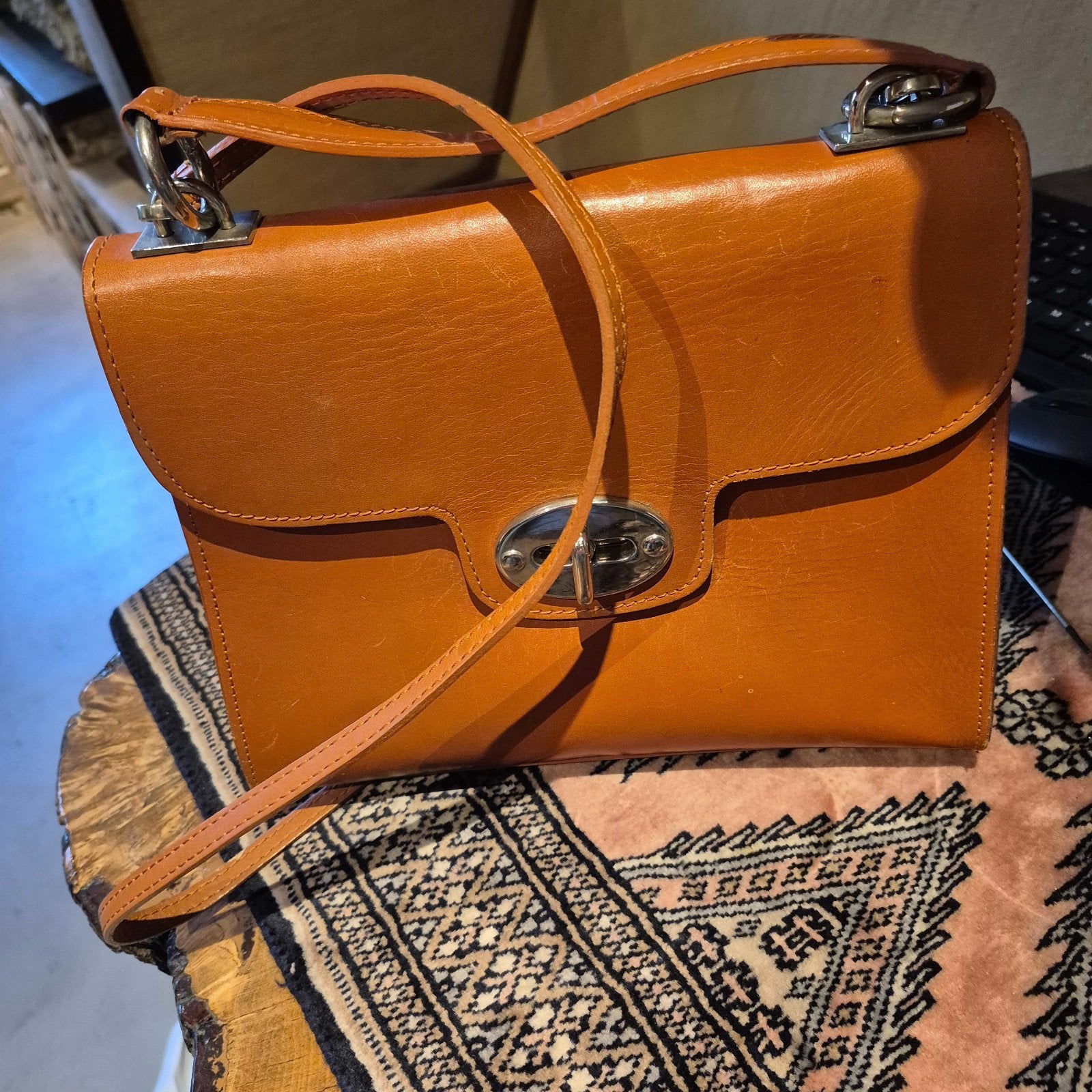 Mooie  robuust leren tas. Ophalen!, Ophalen of Verzenden, Zo goed als nieuw, Bruin, Handtas
