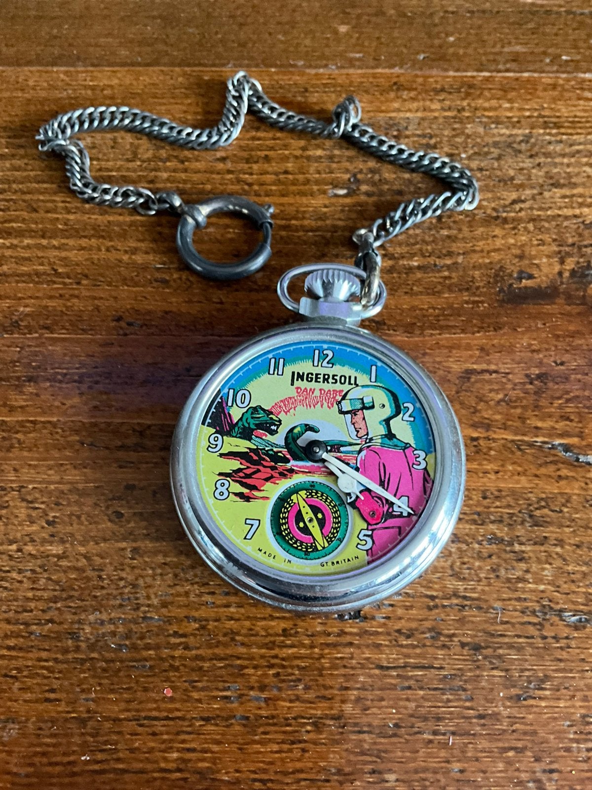 Vintage groot zakhorloge Ingersoll incl doosje.Great Britain, Ophalen of Verzenden