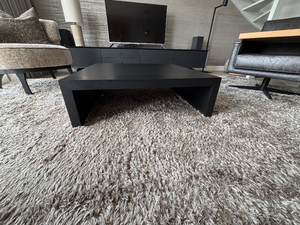 Zwarte salontafel massief eikenhout, Ophalen, Gebruikt, 5 – 50, 100 tot 150 cm