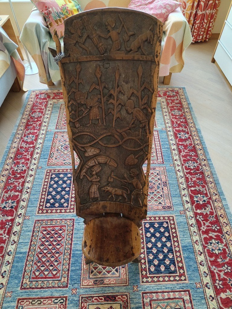 Authentieke Afrikaanse stoel, Huis en Inrichting, Stoelen, Ophalen, Gebruikt, Bruin, Afrikaans