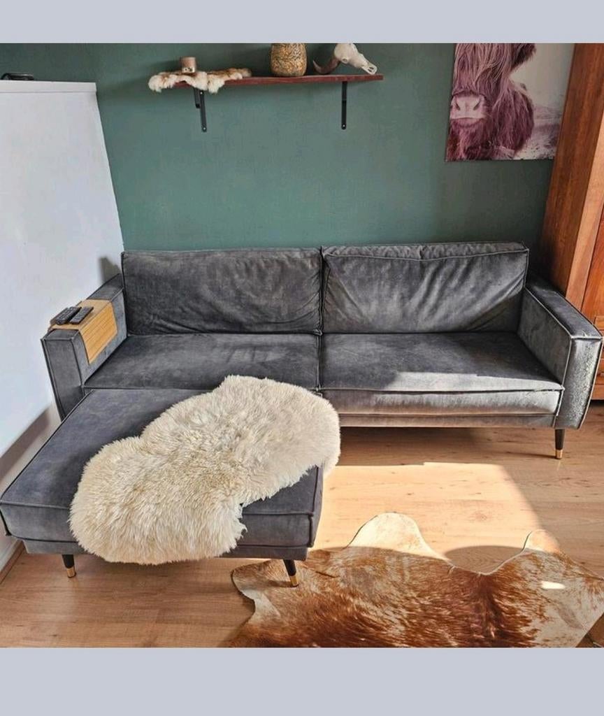 Moderne hoekbank met chaise longue - Groen, Huis en Inrichting, Ophalen, 250 tot 300 cm, Gebruikt, 125 tot 150 cm