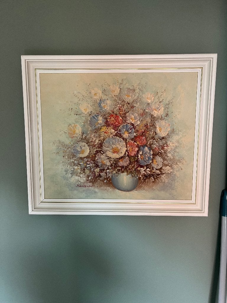 Eddy Samson - Bloemen in vaas, Ophalen, Gesigneerd, Bloemen, Doek