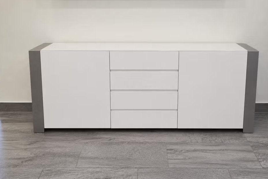 Dressoir – hoogglans wit | Hoge kwaliteit, Ophalen, Overige materialen, Met deur(en), 150 tot 200 cm