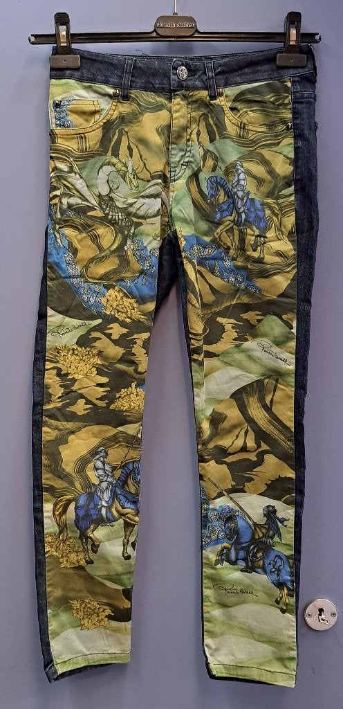 Roberto Cavalli jeans print voorop draken ridders XS 47932, Kleding | Dames, Blauw, ., Ophalen of Verzenden, Roberto Cavalli