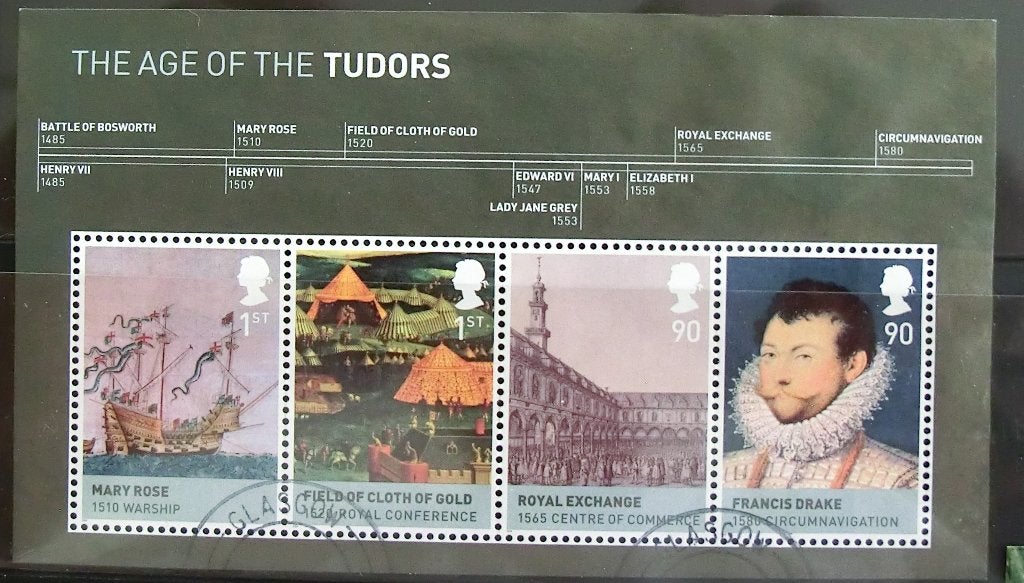 House of Tudor blok gest, Ophalen of Verzenden, Gestempeld
