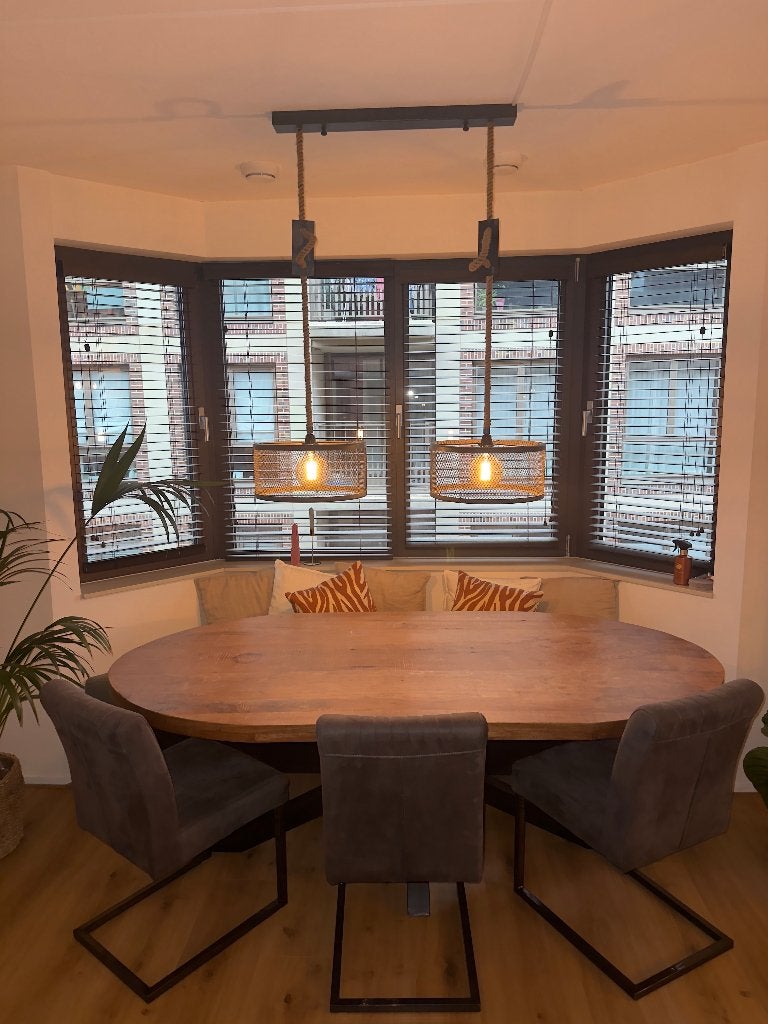 Mangohouten tafel ovaal (220x110x75), Ophalen, Gebruikt, 100 tot 150 cm, 200 cm of meer