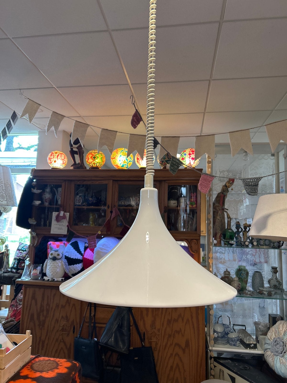 Vintage Harco Loor hanglamp - Wit, tijdloos design, Ophalen of Verzenden