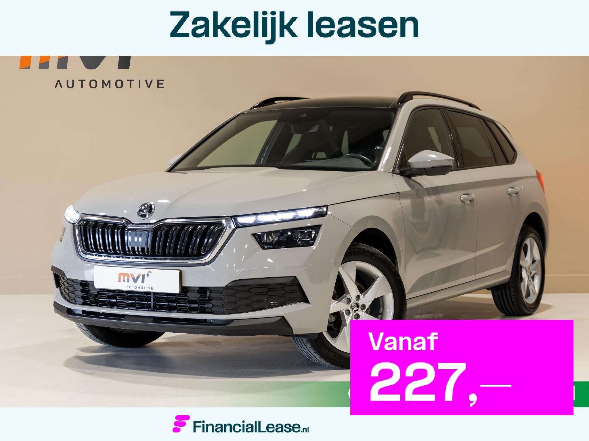 Skoda Kamiq 1.0 TSI Sport Business / 110pk / Panorama dak /, Dealer onderhouden, Gebruikt, Met garantie (alle), Leder en Stof