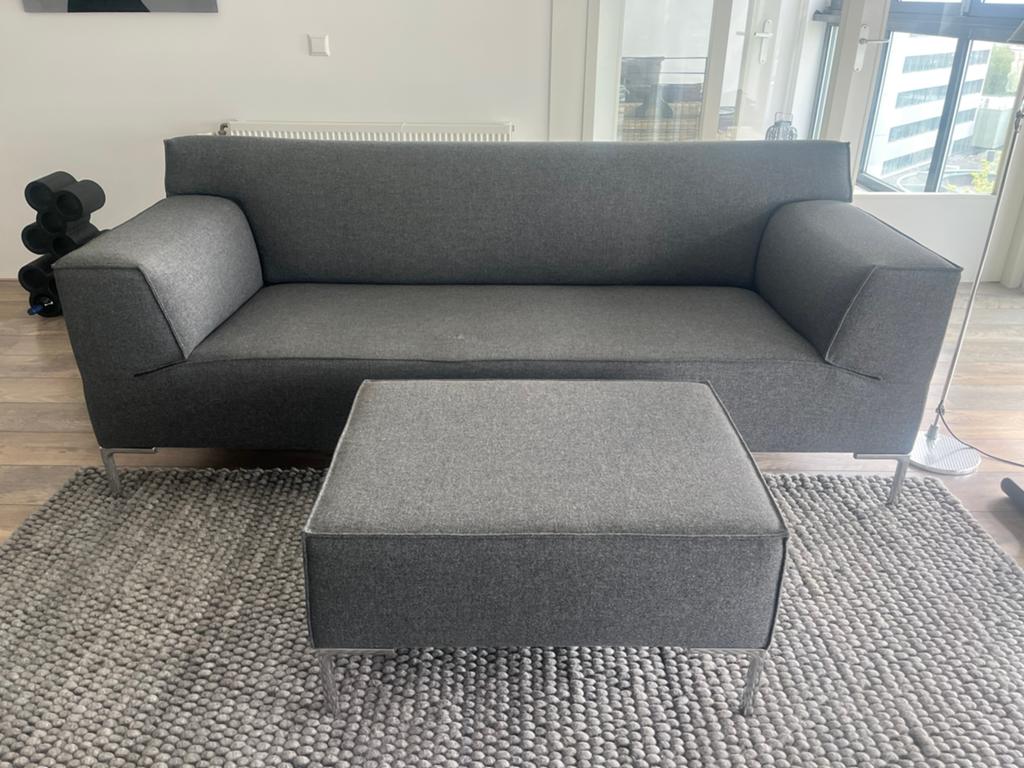 Design on Stock Bloq 2,5 zits bank + poef - Tonica wolstof, Ophalen, Gebruikt, Driepersoons, 75 tot 100 cm