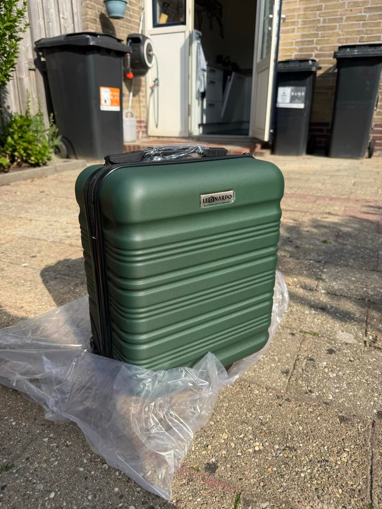 Nieuwe Leonardo ABS Trolley Koffer - Army Green, Sieraden, Tassen en Uiterlijk, Koffers, Wieltjes, Hard kunststof, Minder dan 50 cm