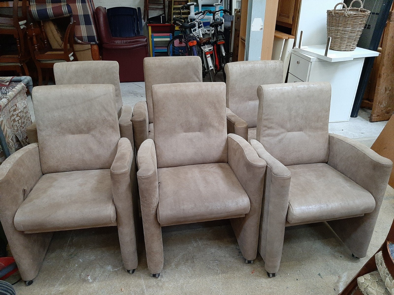 6 comfortabele verstelbare armleuningstoelen, Ophalen, Gebruikt, Overige kleuren, Stof