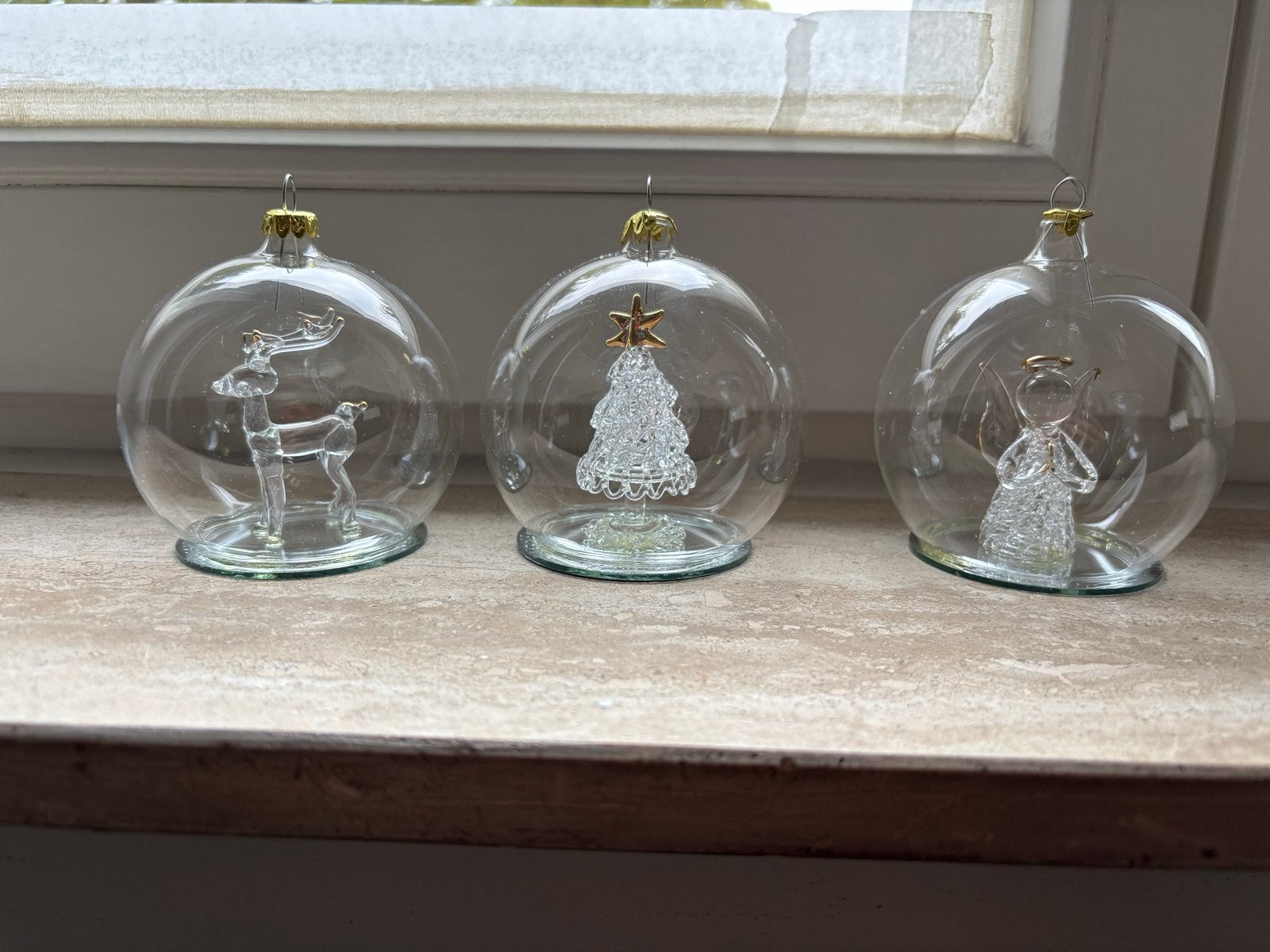 3 glazen kerstballen, Diversen, Ophalen of Verzenden, Zo goed als nieuw