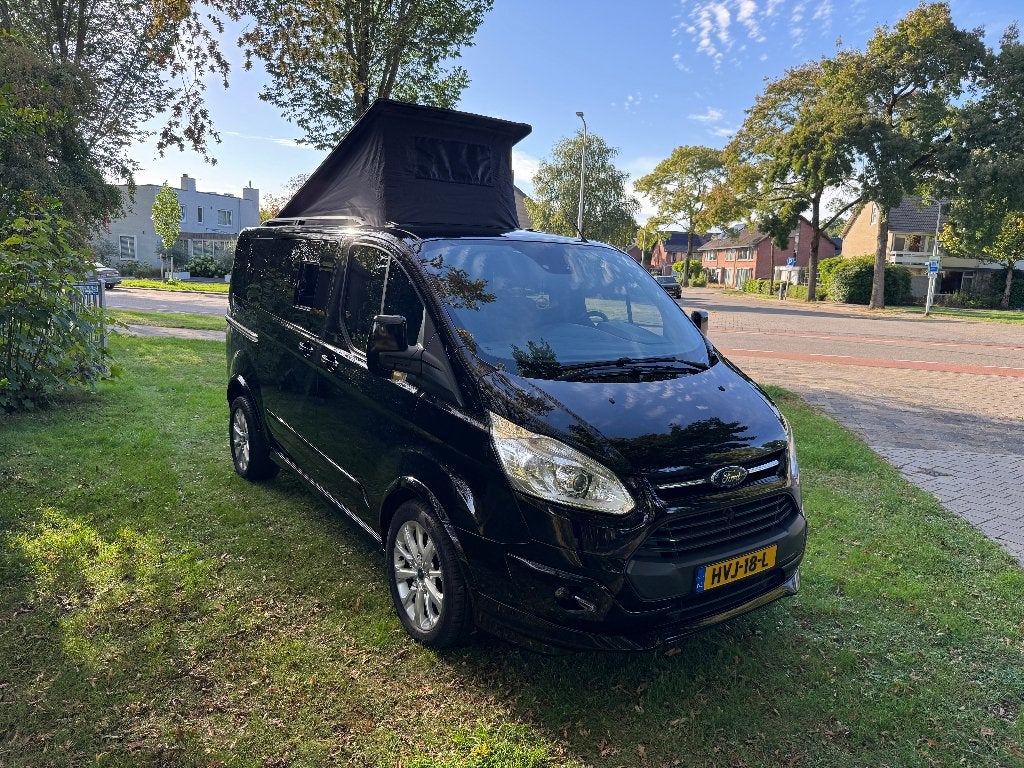 Ford Transit Custom Camper met hefdak - Zwart 2017 94516km, Hefdak, Ford, Particulier, Ford