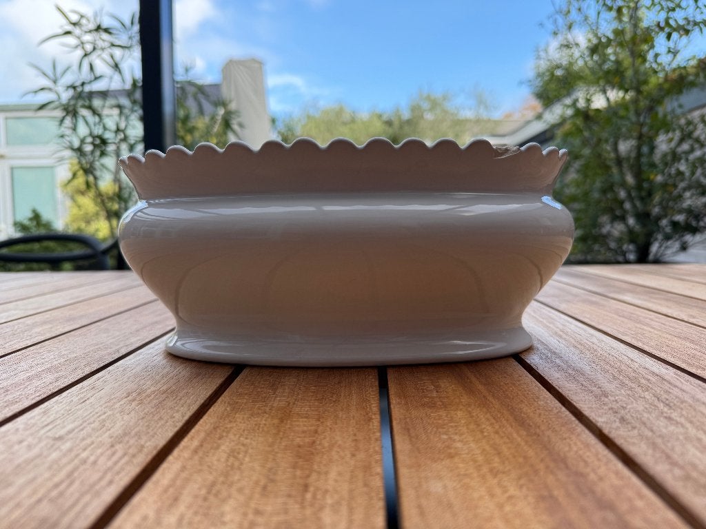 Ovalen bloempot wit 27 cm - Oud Delft 102/1, 25 tot 40 cm, Gebruikt, Rond, Ophalen of Verzenden