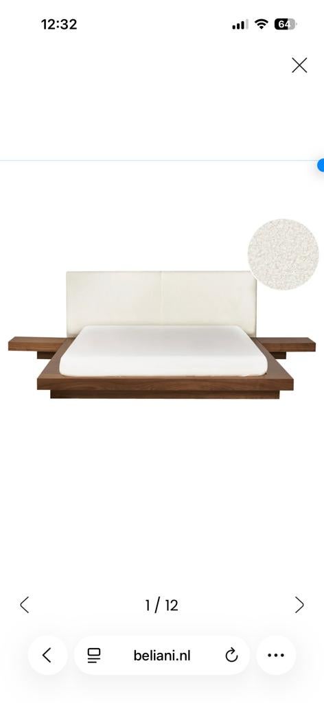 Beliani ZEN Tweepersoonsbed met LED - Bruin - 160x200cm, Huis en Inrichting, Slaapkamer | Bedden, Ophalen, Overige materialen