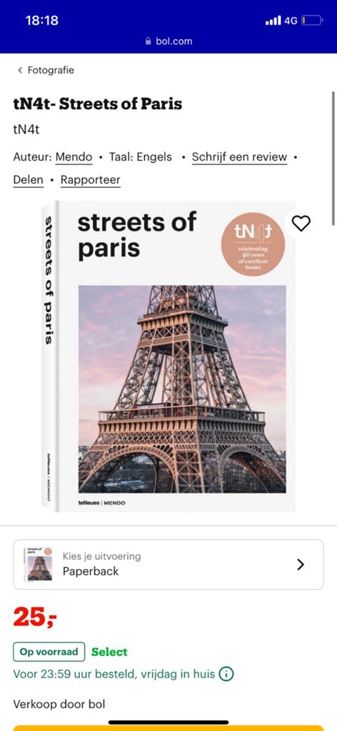 Streets of paris Mendo Teneues koffietafelboek, Ophalen of Verzenden, Overige onderwerpen