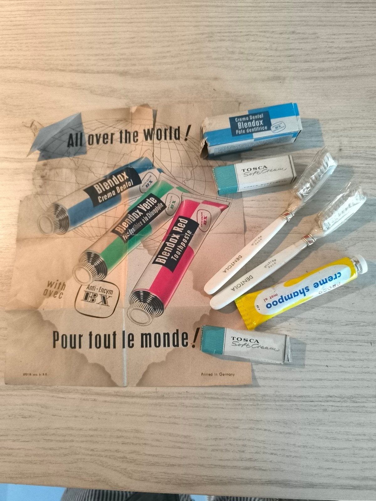 Vintage reclameposter en producten voor mondhygiëne, Ophalen of Verzenden