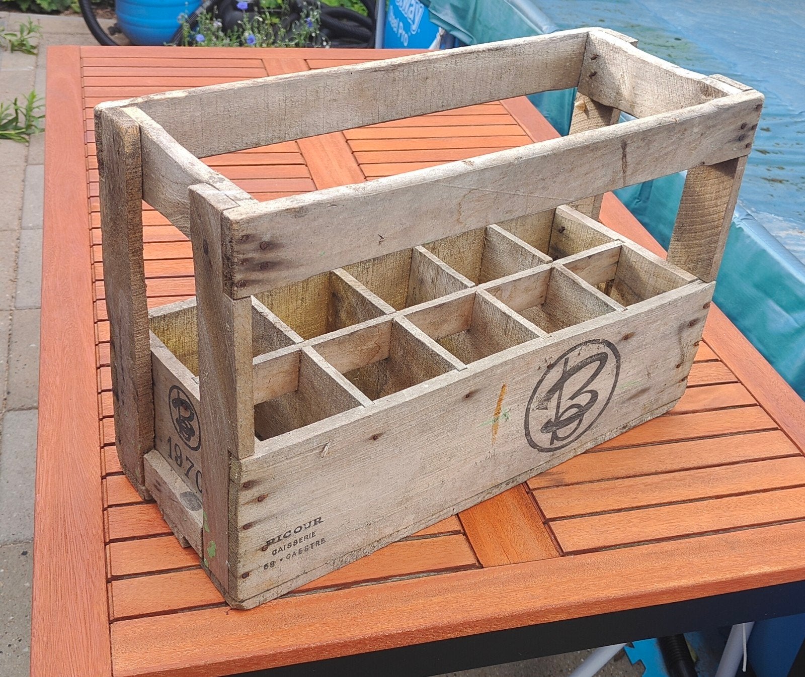 Houten Bierkrat uit 1970 57,5x23x38 cm (Ricour 3 Monts) kist, Ophalen of Verzenden