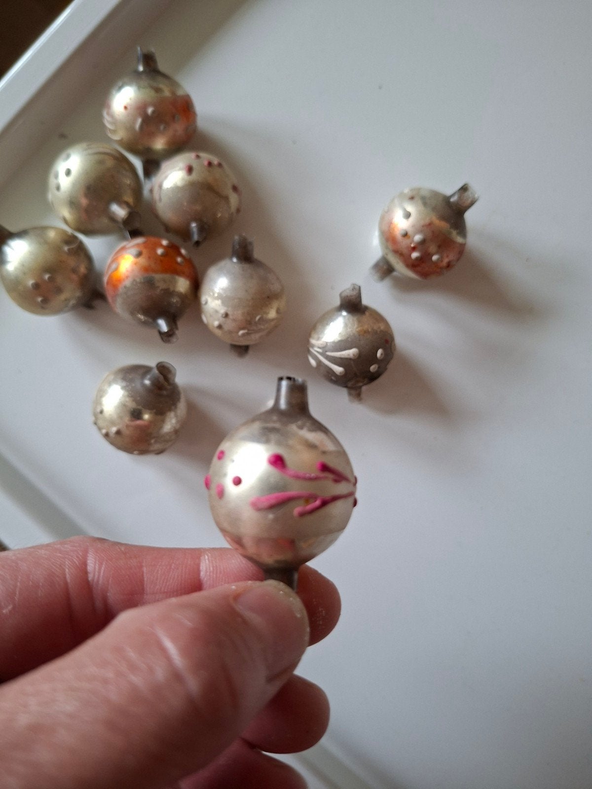 Vintage glazen kerstslinger balletjes, Diversen, Ophalen, Gebruikt
