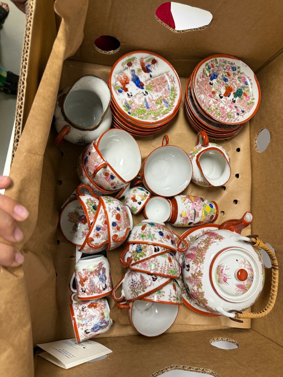 Vintage Japans porseleinen theeservies met geisha decor, Ophalen of Verzenden