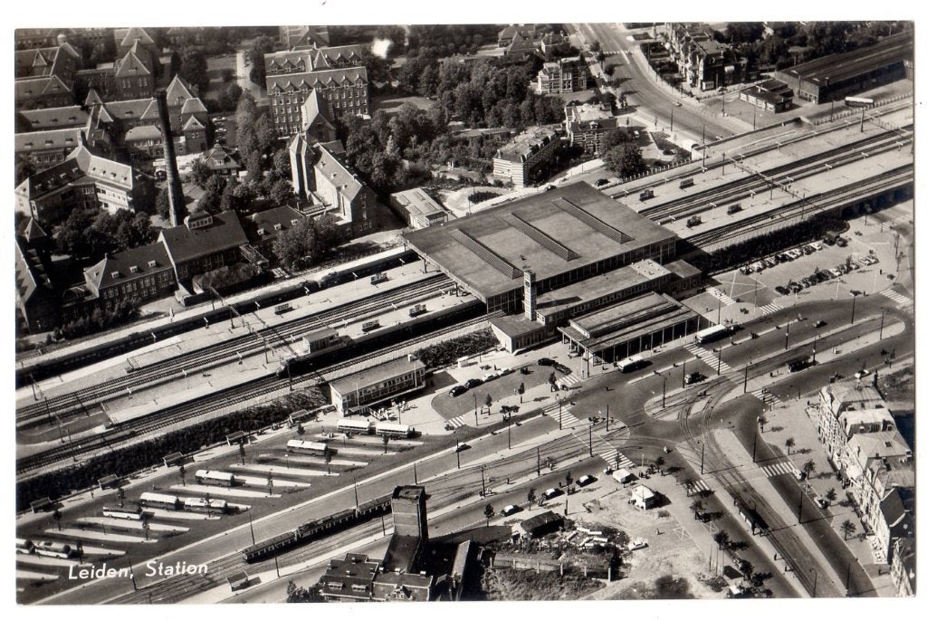 Leiden, Tram NZH, Station/Stationsplein, Verzenden, 1940 tot 1960, Ongelopen, Zuid-Holland