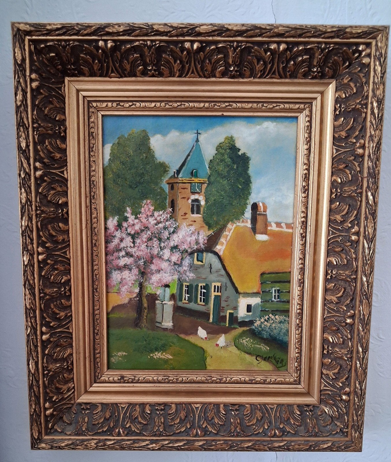 Landelijk/Olieverf/Gesigneerd/Dorp, Ophalen of Verzenden