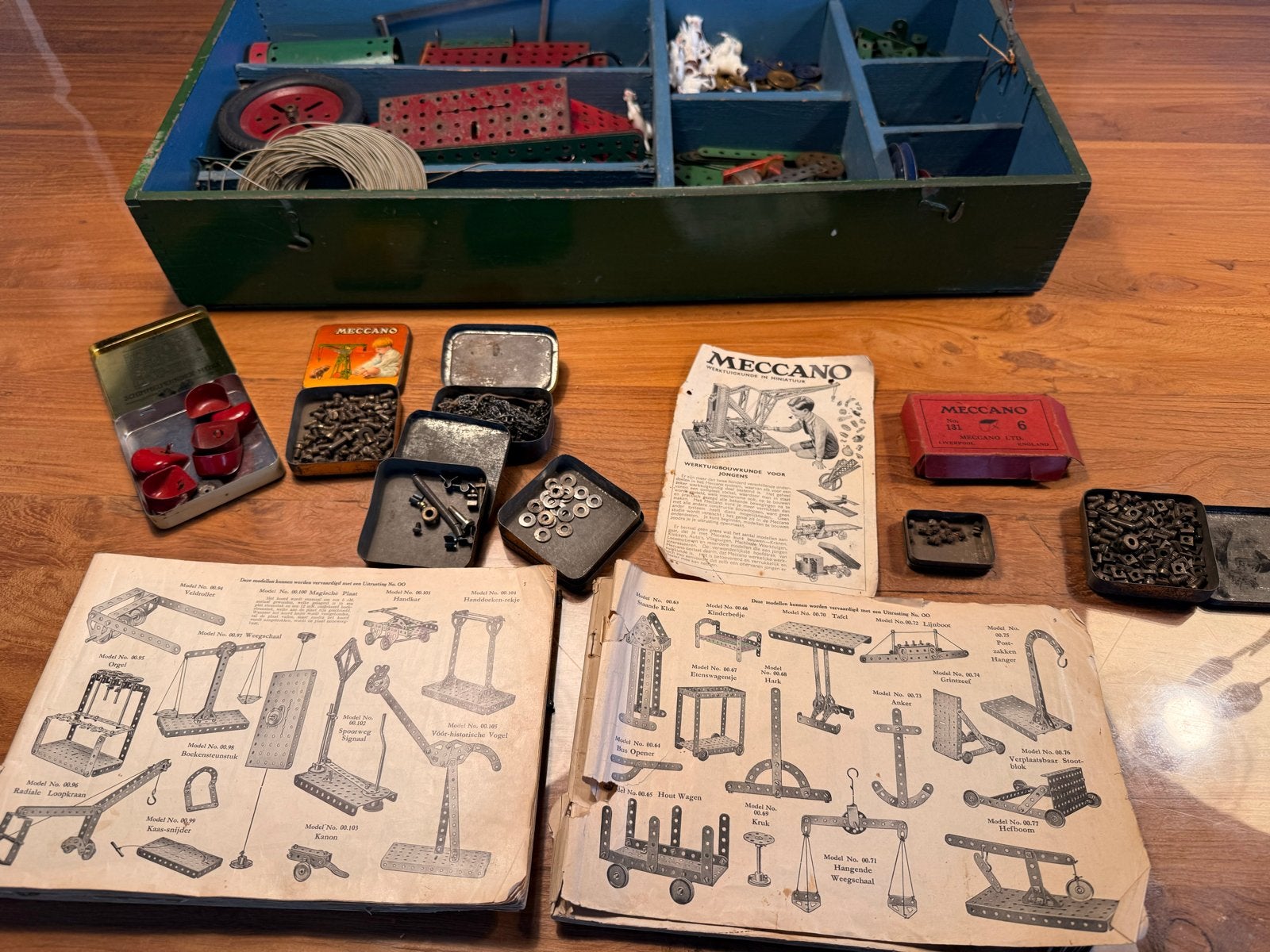 Vintage Meccano Bouwdoos met Handleidingen en Onderdelen, Ophalen, Gebruikt