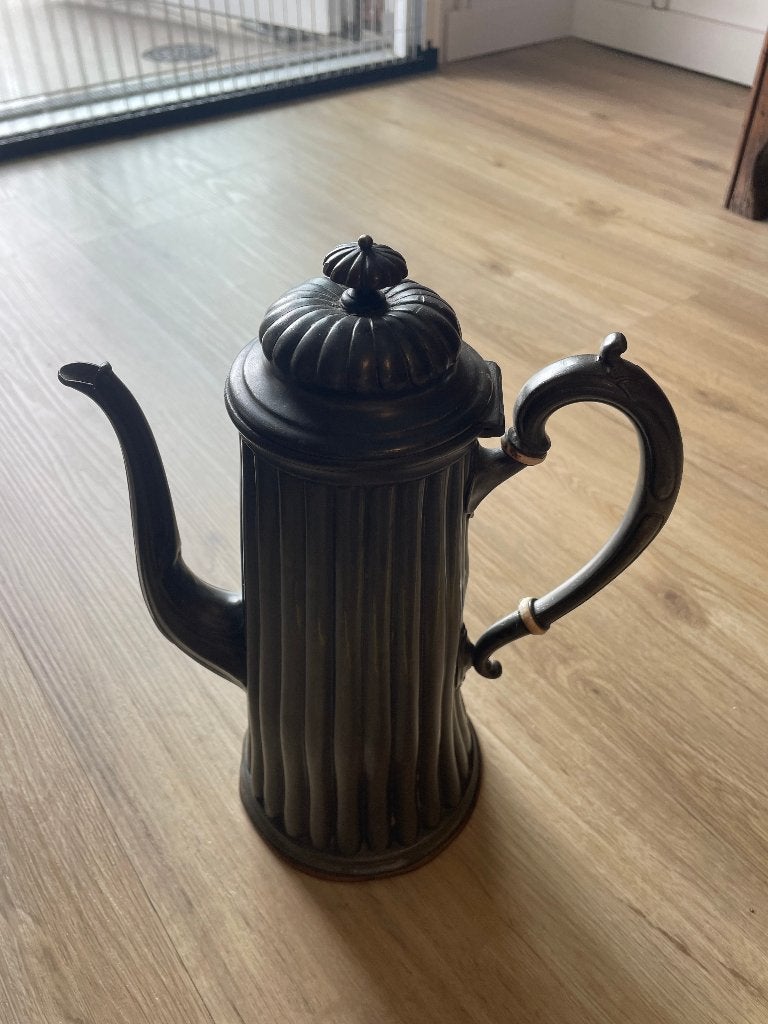 Antieke tinnen koffiekan met deuk, Antiek en Kunst, Ophalen