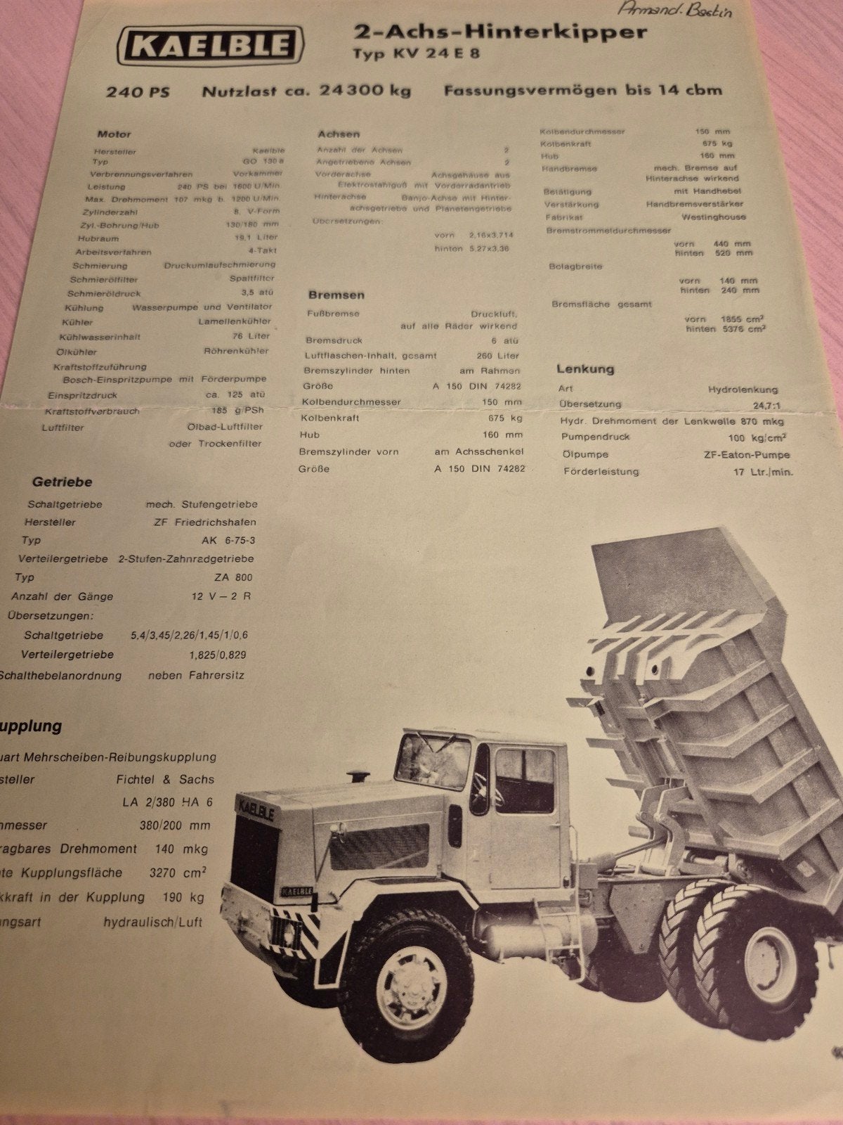 1965 Kaelble Zugmachine grondverzet kipper brochure izgst, Ophalen of Verzenden, Zo goed als nieuw, Overige merken