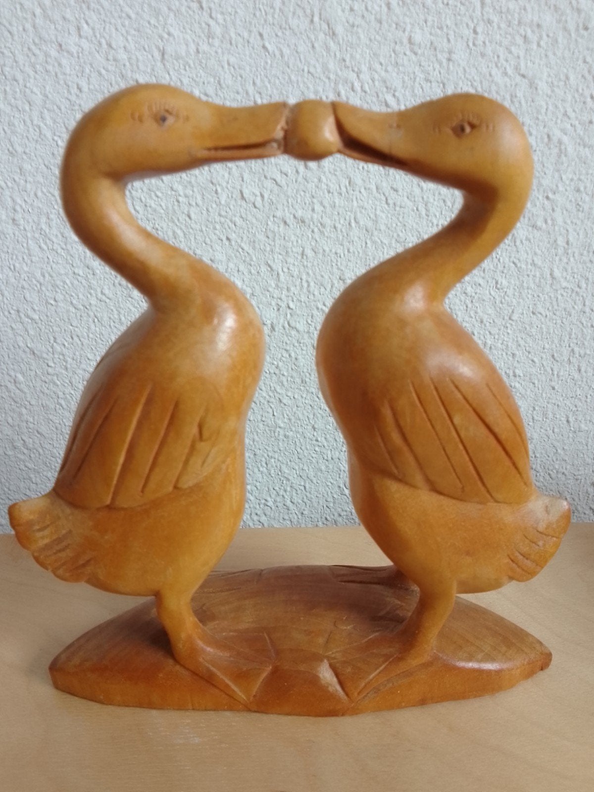 Blank houten beeld van 2 eenden, Antiek en Kunst, Kunst | Beelden en Houtsnijwerken, Ophalen of Verzenden