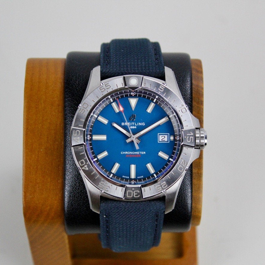 Breitling Avenger - A17328 - Full Set, Leer, Staal, Breitling, Polshorloge